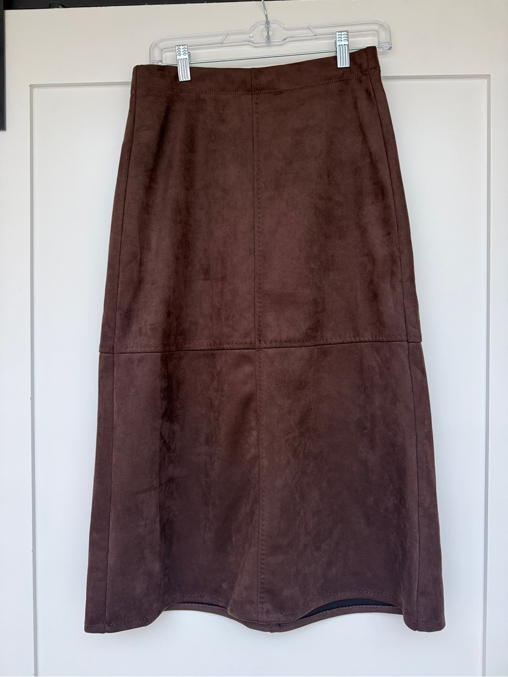 Max Studio Brown Suede-Effect Midi Skirt